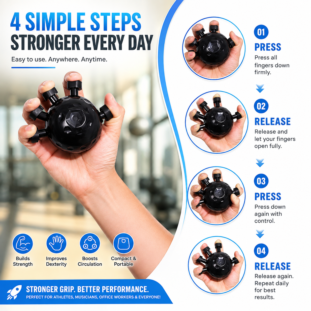 ClawGrip Pro - Adjustable Hand and finger Strength Trainer